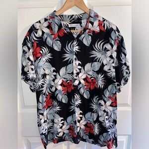 Cubavera Tropical Button Down Shirt, Palm Leaves, Men’s Hawaiian Shirt Size L